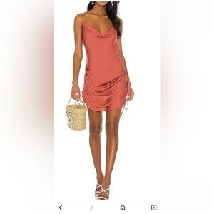 Free People Day to Night Adjustable Asymmetrical slip dress in Salmon. Size Med